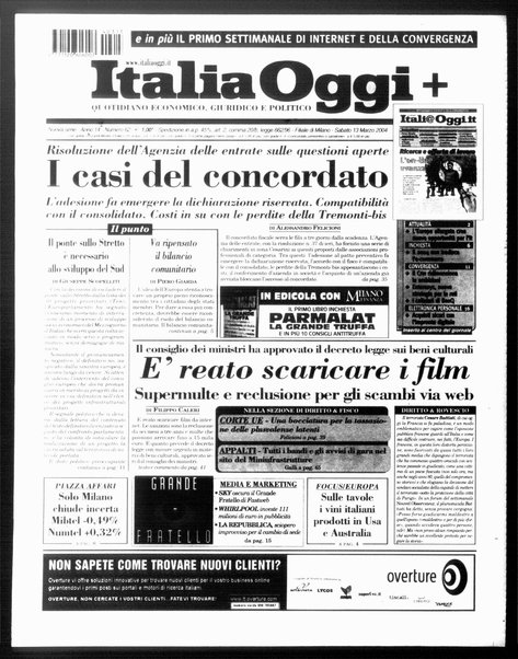 Italia oggi : quotidiano di economia finanza e politica